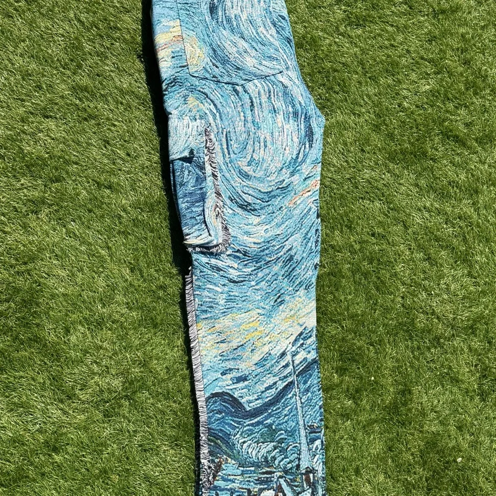 Rebel Vengeance Starry Night Tapestry Cargo Pants Size 32 Artistic Streetwear - Picture 16 of 16